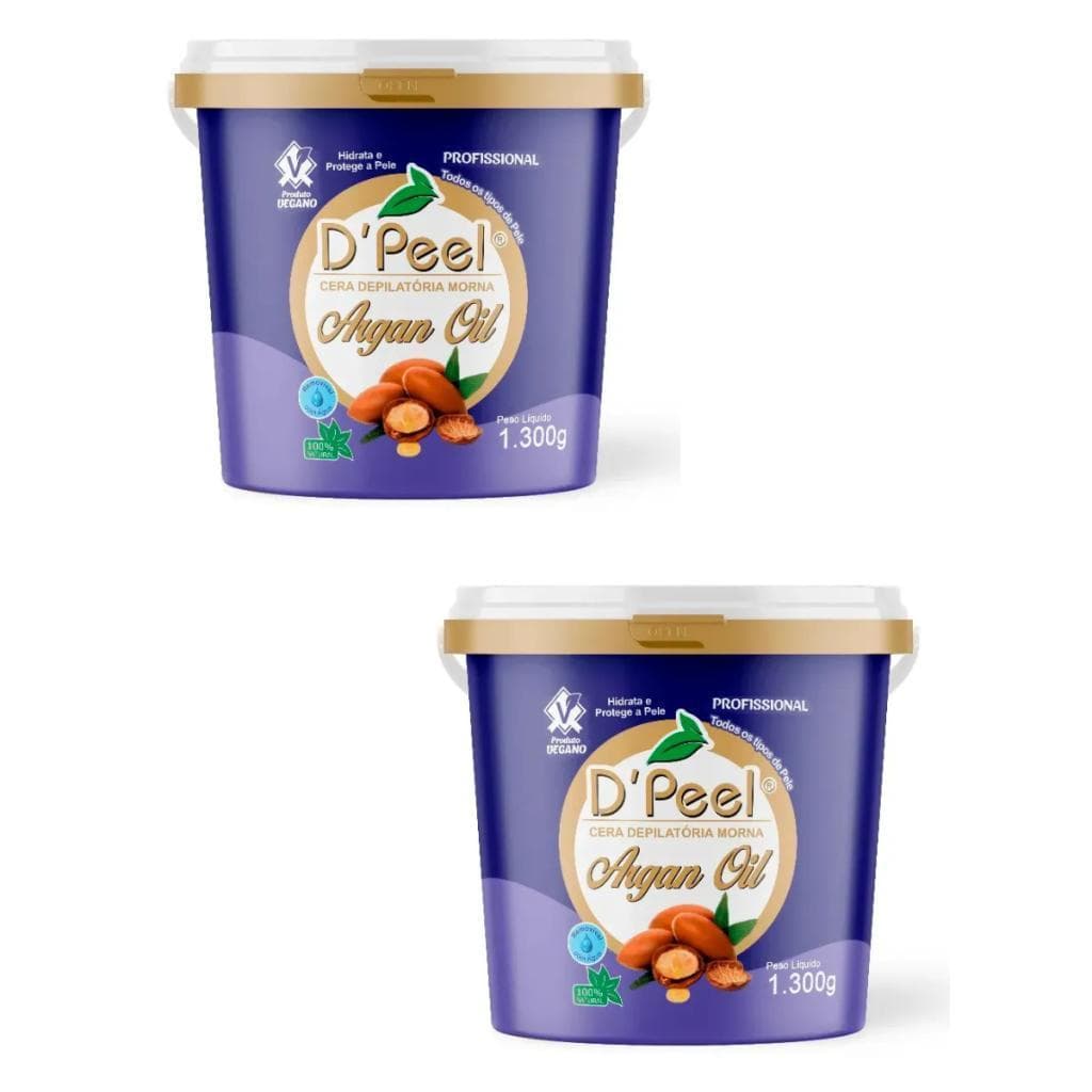 Kit 2 D´Peel Cera Depilatória Profissional Morna 1300g Argan  - Reds