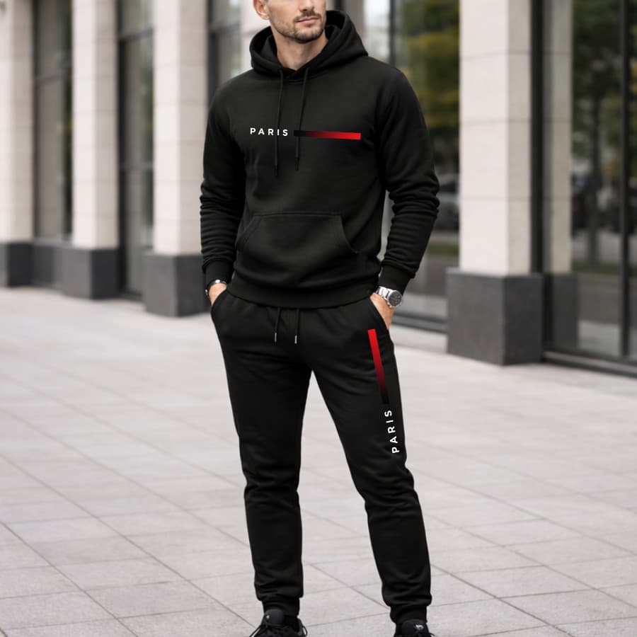 Kit Moletom Paris Blusa Capuz Calça Bolso Confortável Inverno Conjunto Casual Elegante Streetwear