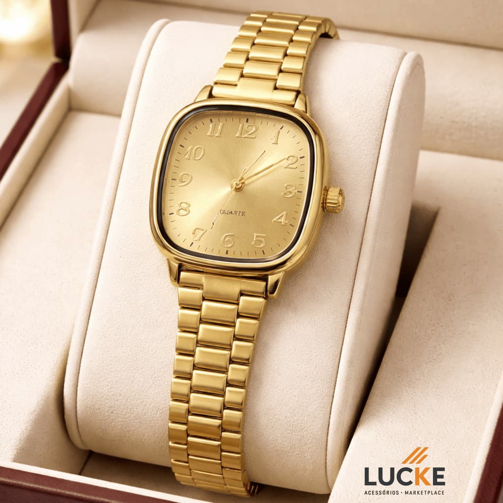 Relógio Feminino Quartz Dourado/Rose/Preto/Prata – Pulseira em Aço Inoxidável Elegante