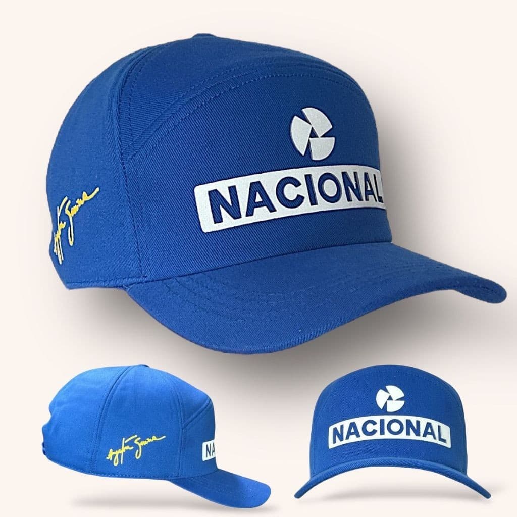 Boné Senna Nacional Retro Ayrton Senna Banco Nacional Assinatura F1 Ajustável bone senna | Luxo| Estilo
