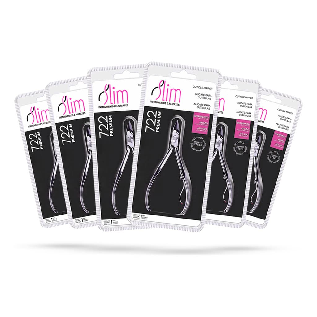 Kit Alicate Cortador De Cutículas Slim 722 Inox - Kit Com 6