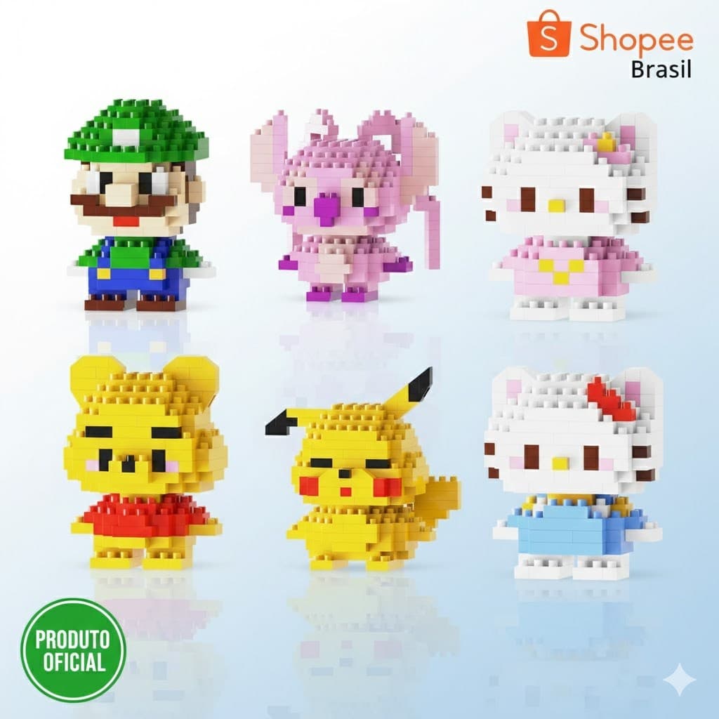 【PRONTA ENTREGA】Kit 2 Mini Blocos de Montar Pixel Kawaii Brinquedo Educativo Colecionável Infantil