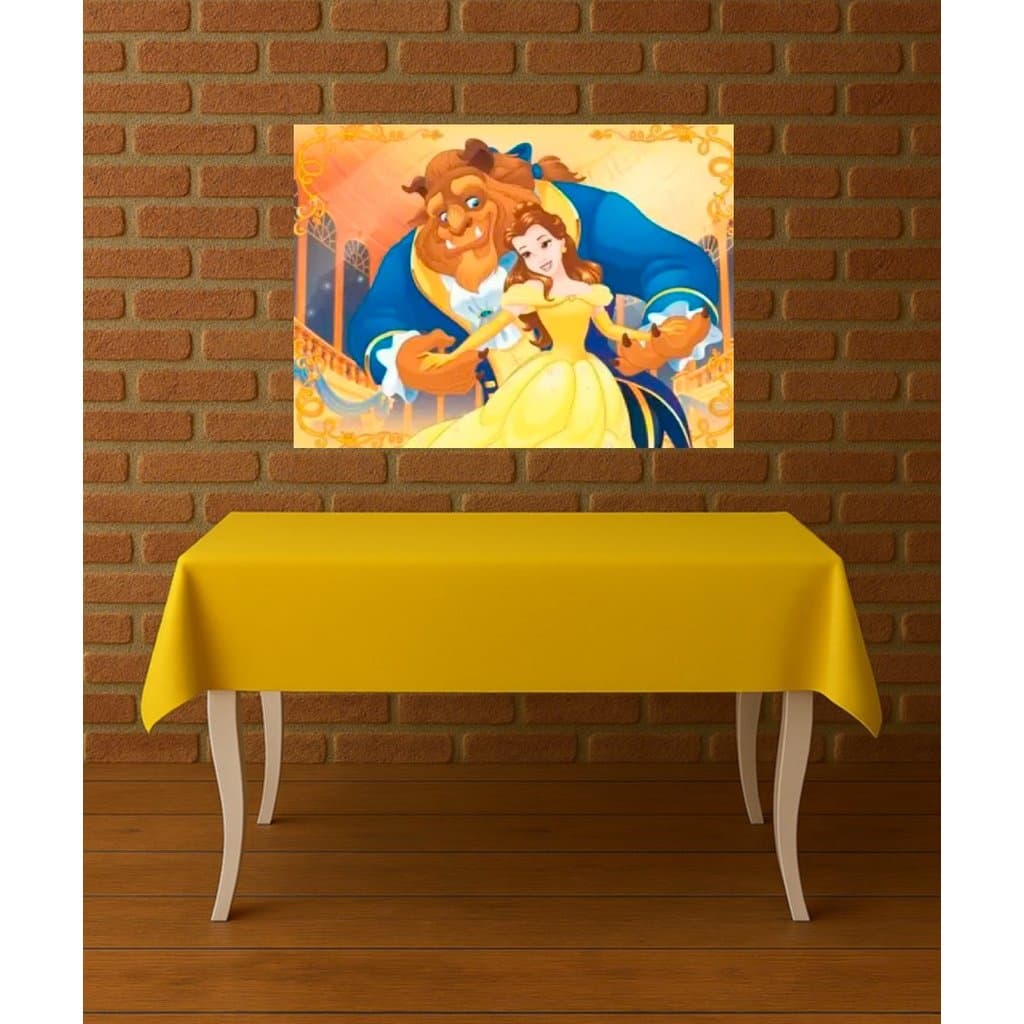 Kit decoração festa infantil A Bela e a Fera | Painel TNT Gigante | Toalha de mesa TNT 2m