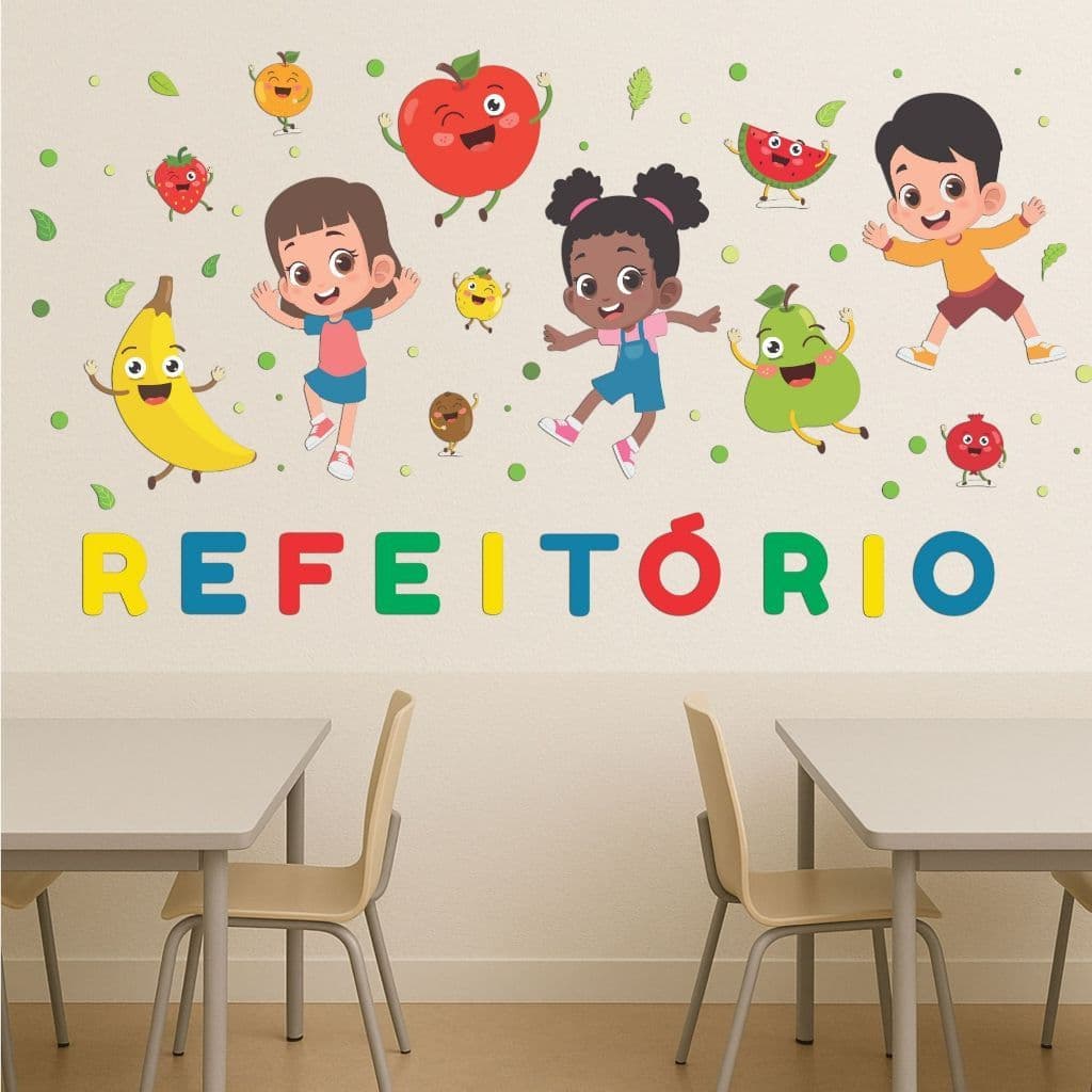 Adesivo Para Parede Para Refeitório, Decoração Cozinha, Escola Creche, Consultório Nutricionista