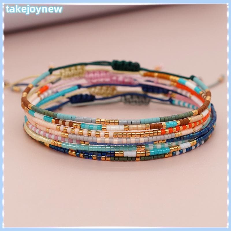 [takejoynewBR] Pulseiras De Contas Feitas À Mão De Moda Simples Para Mulheres Meninas Estilo Boêmio Pulseira Ajustável C