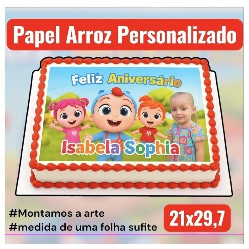 PAPEL DE ARROZ  comestível bolo REDODNDO RETANGULAR PERSONALIZADO A4 Festa Confeiteira Aniversario ENVIE  A ARTE