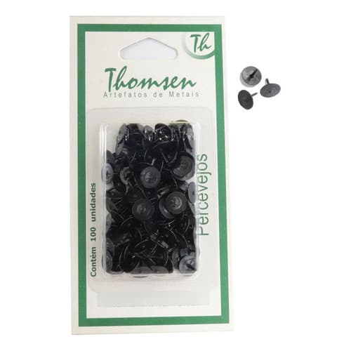 Percevejo Preto, Cartela Com 100 Unidades - Thomsen