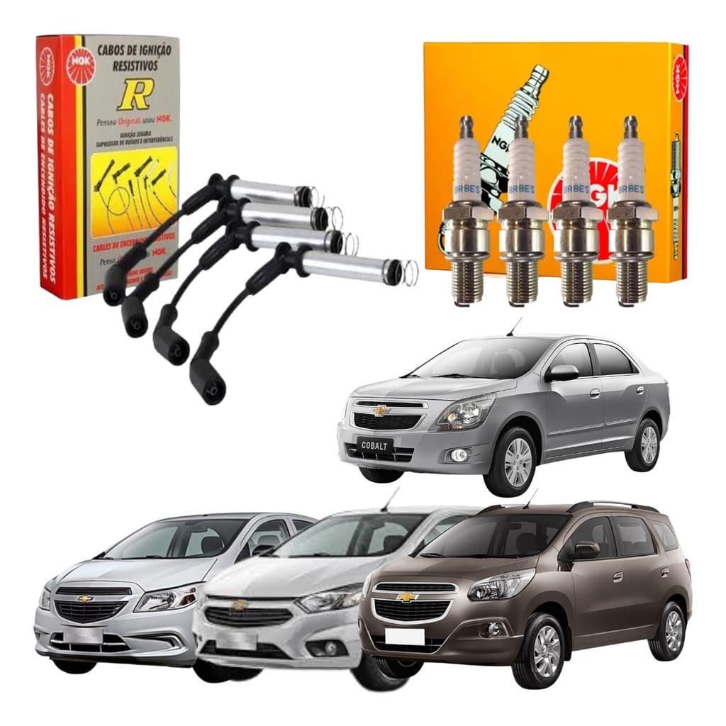 Kit Cabos E Vela Original Ngk Onix/prisma 2012 1.0 1.4 8v