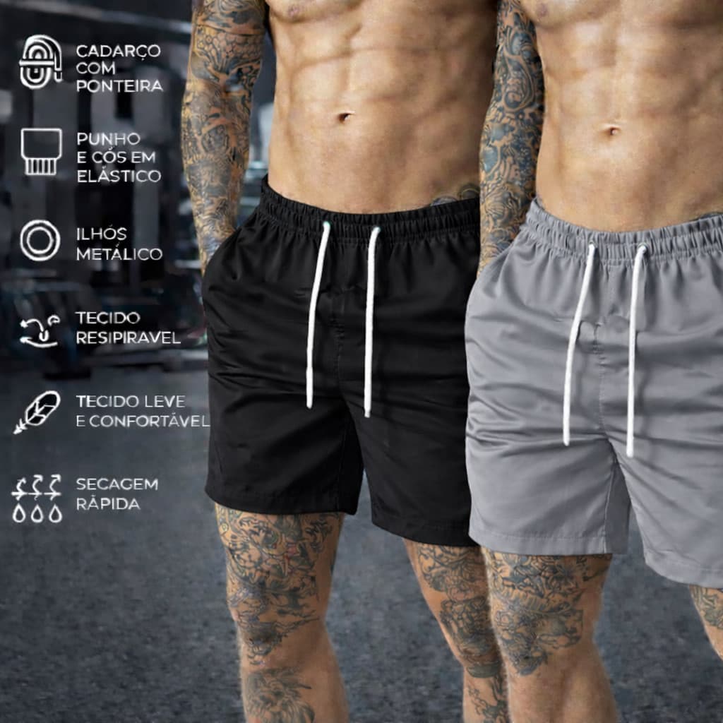 kit 2 Bermuda Masculino Mauricinho Short Tactel Leve Confortavel Academia Treino Musculacao Premium