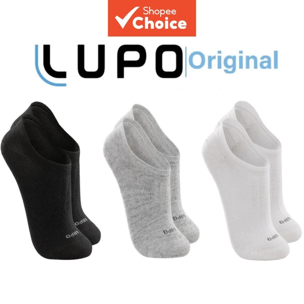 3 Pares De Meias De Algodão Lupo Originais De Corte Baixo Para Homens | Atléticas E Casuais (Preto/Branco/Cinza)