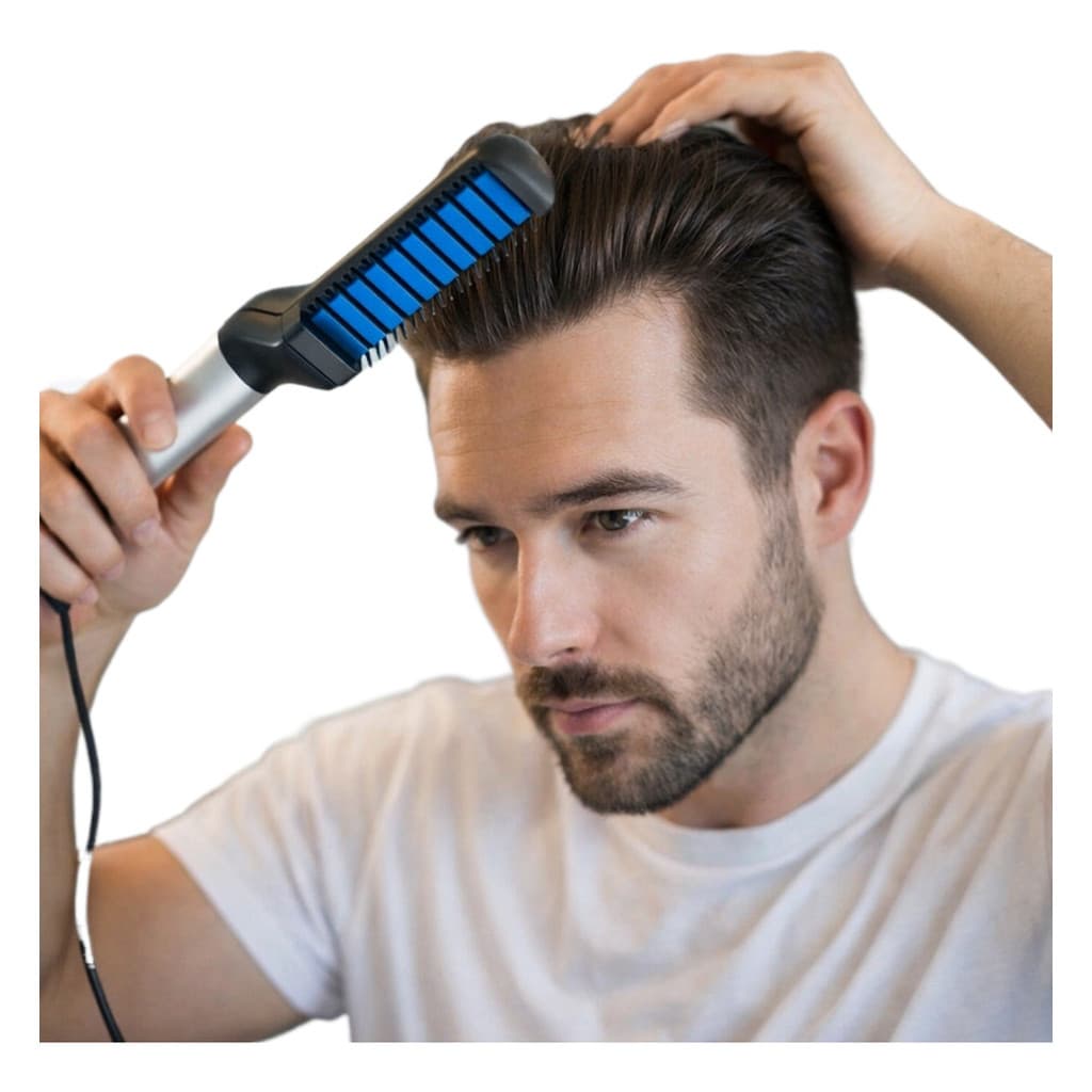 Escova Alisadora Elétrica Masculina Barba E Cabelo Italiano