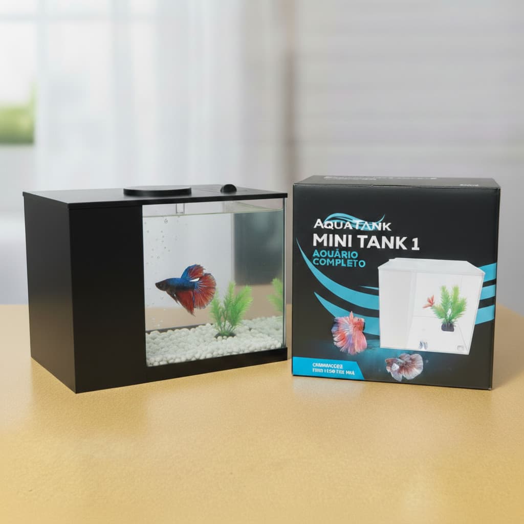 Mini Aquario Betta com Luminaria LED Beteira Completa com Filtro e Bomba Bivolt USB - 2 Litros