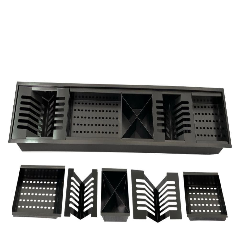 Calha Úmida Canal Organizador Cozinha Gourmet Escorredor Embutir 120cm Preto