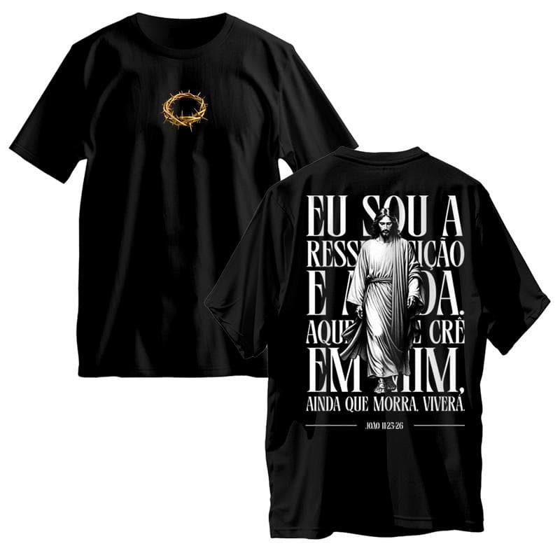 Camiseta Jesus Cristo Versículo Bíblia Religião Fé Arte Frente Verso Lançamento Streetwear