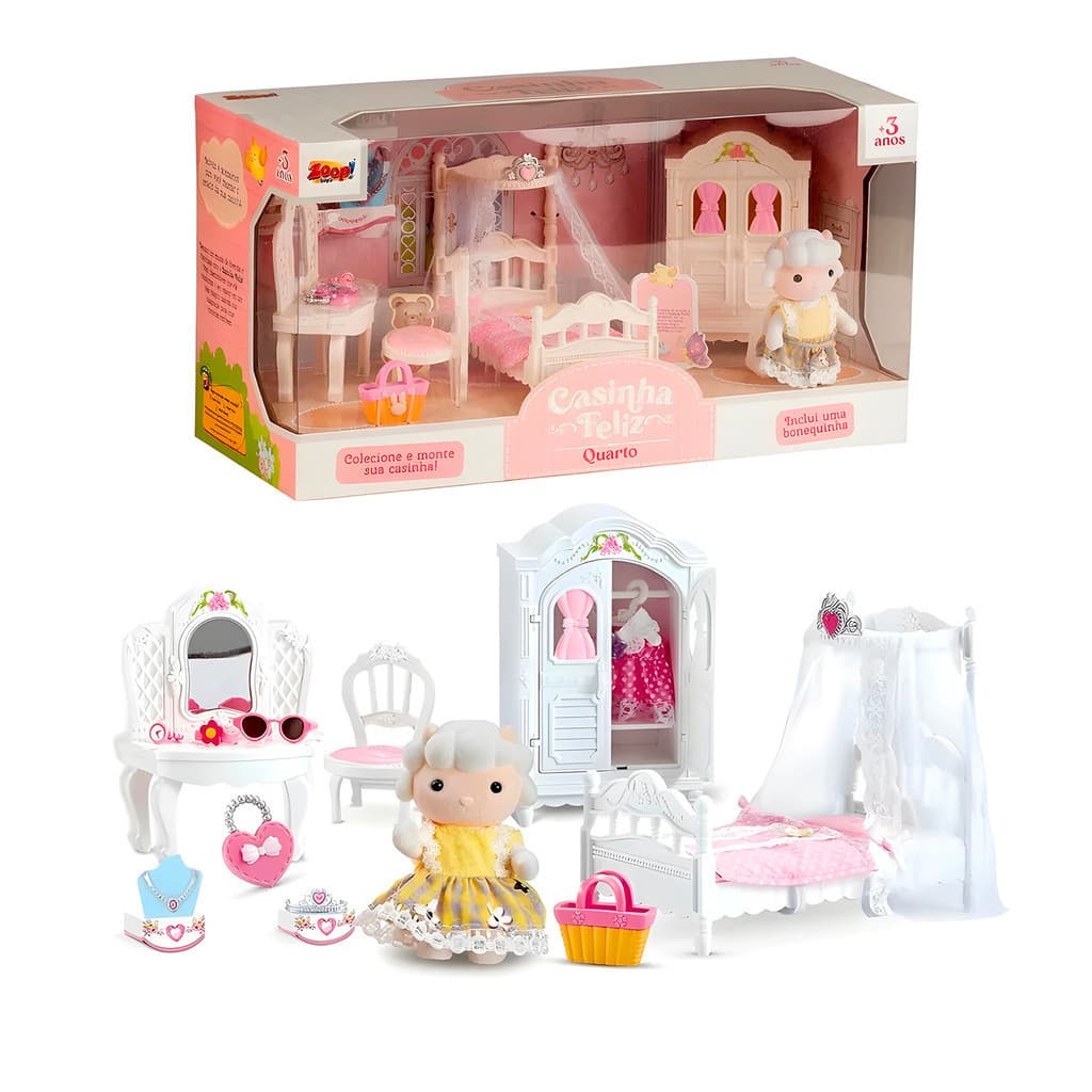 Brinquedo Casinha Feliz Coleção Quarto com Boneca Ovelha  – Zoop Toys