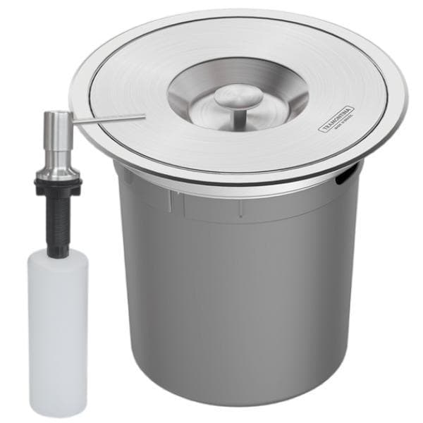Kit Tramontina com Dosador de Detergente Líquido 500ml e Lixeira de Embutir 5 Litros
