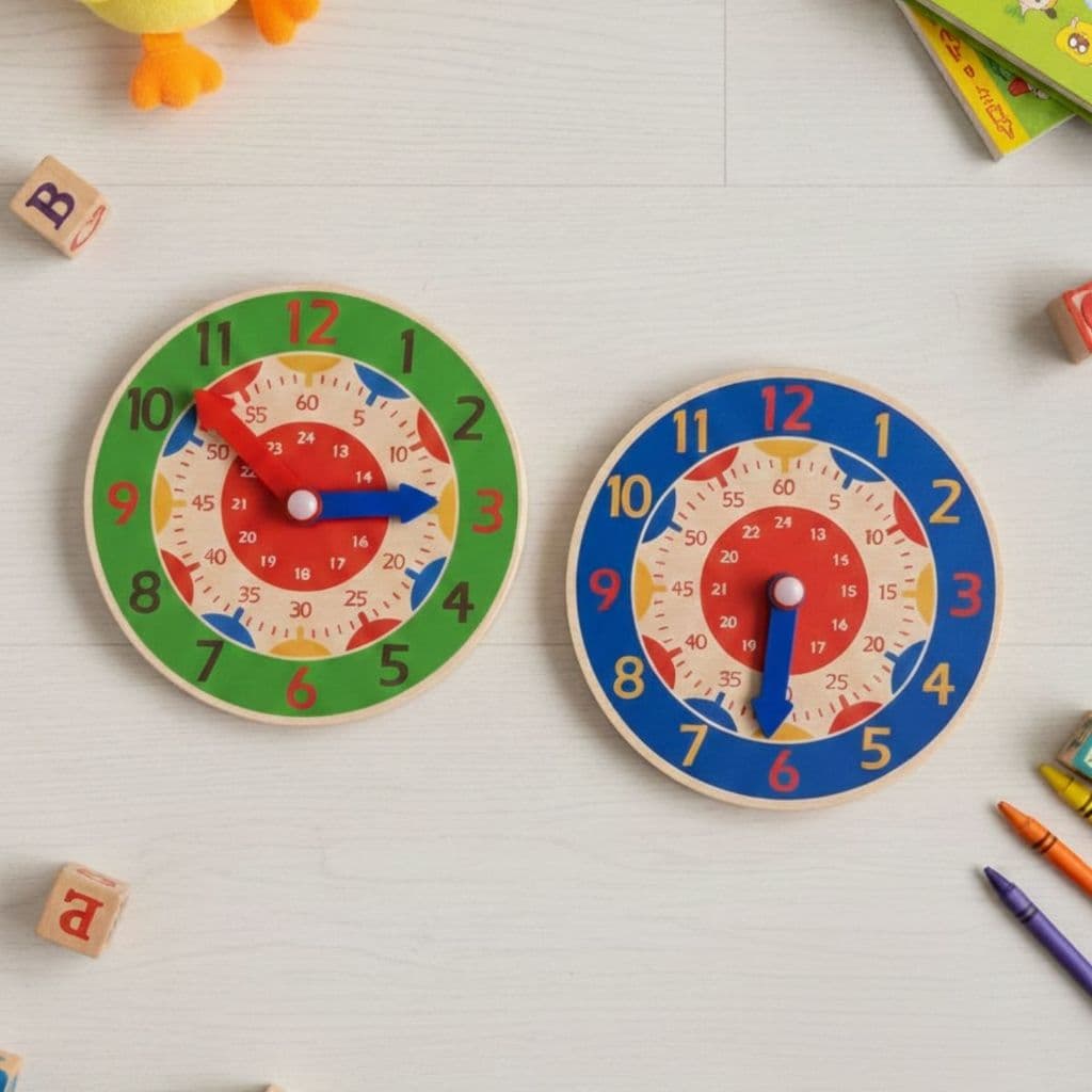 Relógio Didático Infantil 14cm – Brinquedo Educativo para Aprender as Horas e Raciocínio