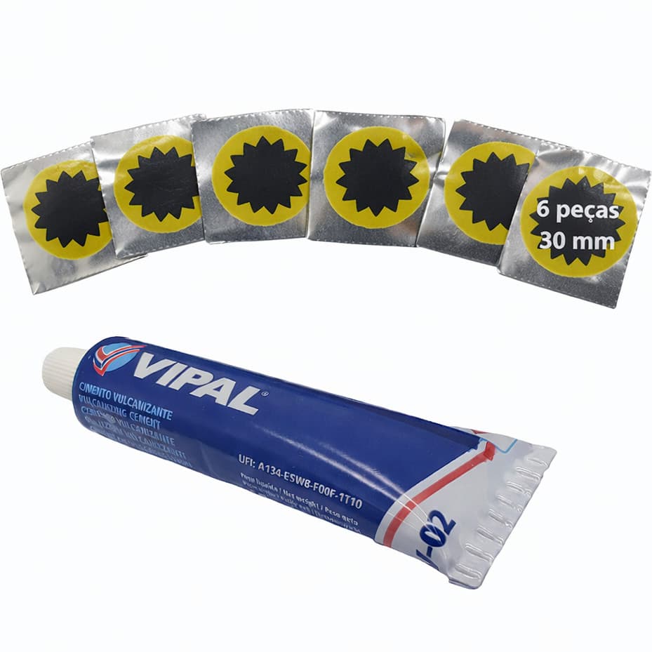 6 Remendos R-00 + 1 Cola Vipal CB-01 | Reparo de Pneu Bicicleta e Moto ‍️Original