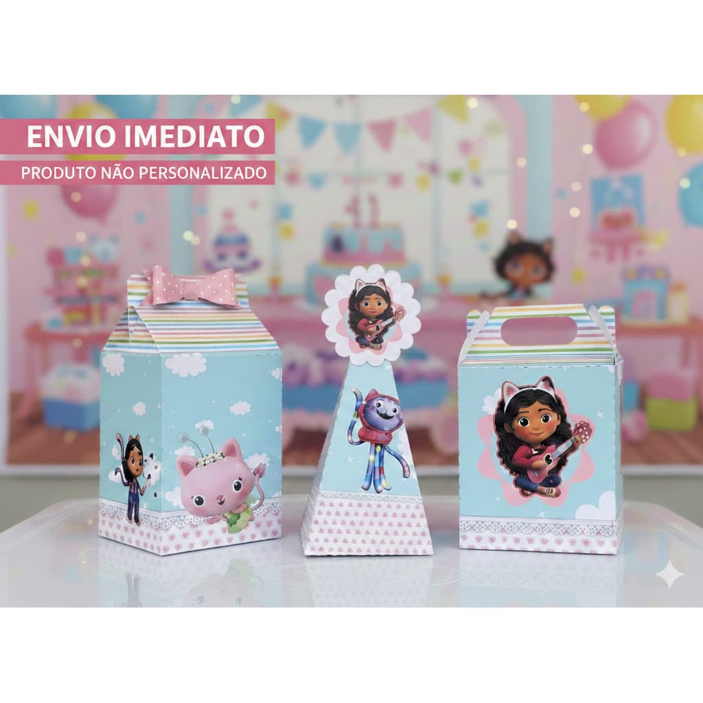 20 / 40 / 60 Caixinhas CASA MÁGICA GABBY - Pegue e Monte - Caixinhas para decoração e lembrancinha de aniversário