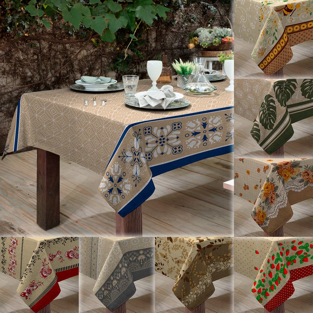 Toalha De Mesa Jantar 2,00m X 1,40m Tecido Linhão Estampada 100% Algodão 4 e 6 Lugares