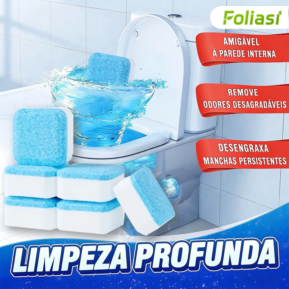 Pastilhas de limpeza para vaso sanitário: neutralizam odores e preenchem o banheiro com um aroma natural e fresco.