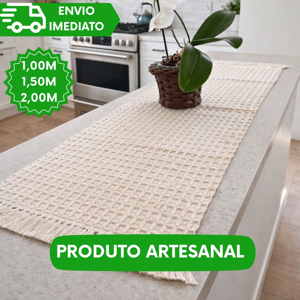 Centro de Mesa Cru Tear Manual Premium Vários Tamanhos Premium Decoração Mesa Posta Sala Cozinha