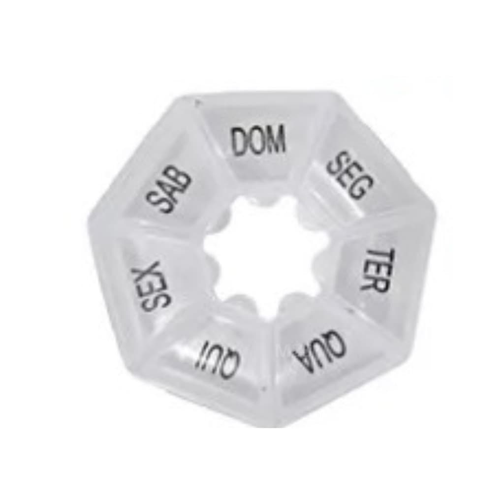 Kit 3 und - Porta Comprimido Semanal Heptagono - 7 divisões