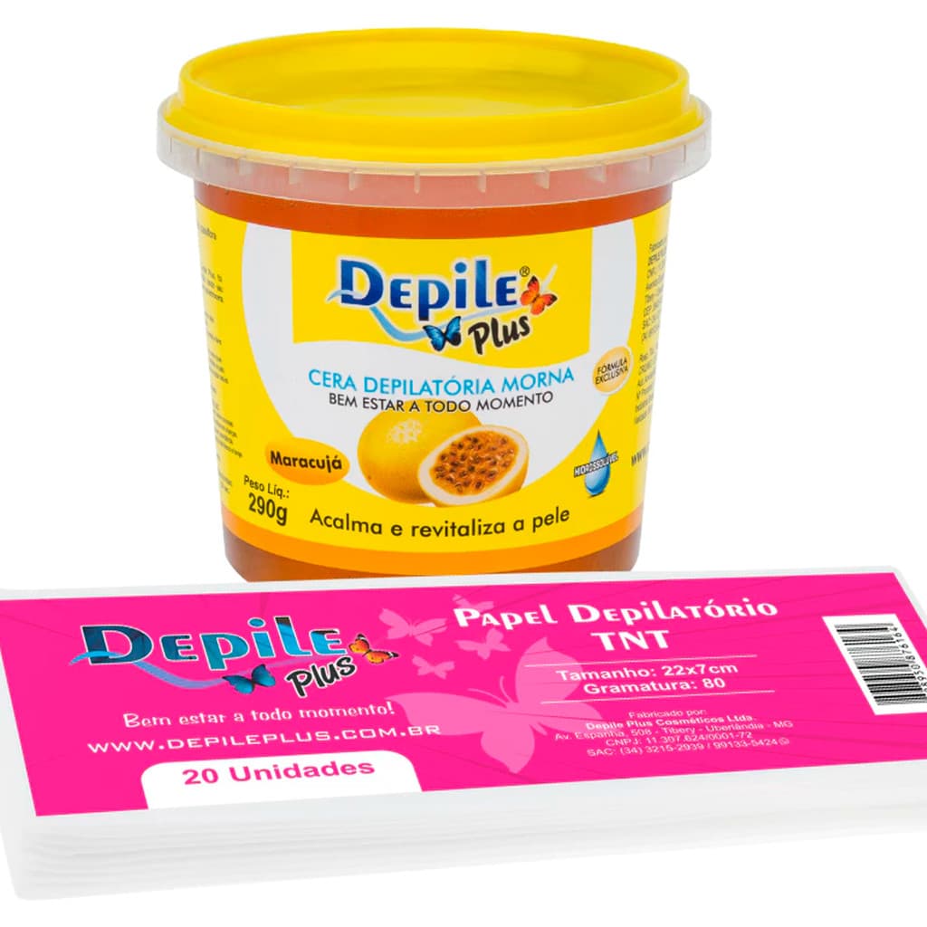 Kit Cera Maracuja Hidros. 290g + Papel Depilatório TNT 20 un