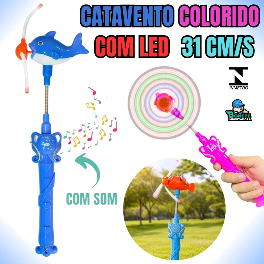 Catavento Infantil com Hélice Giratória Brinquedo Colorido Diversão ao Ar Livre