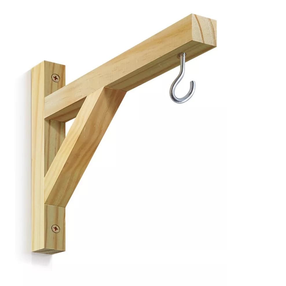 Kit com 4 Peças Mão Francesa Madeira Pinus 20x20 Suporte para Prateleira