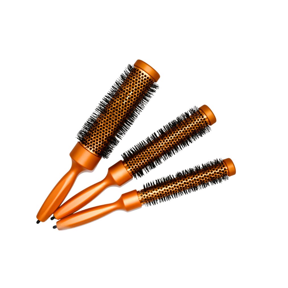 Kit 3 Escovas Profissionais Longas 33cm para Modelagem de Cabelo com Cabo Siliconizado