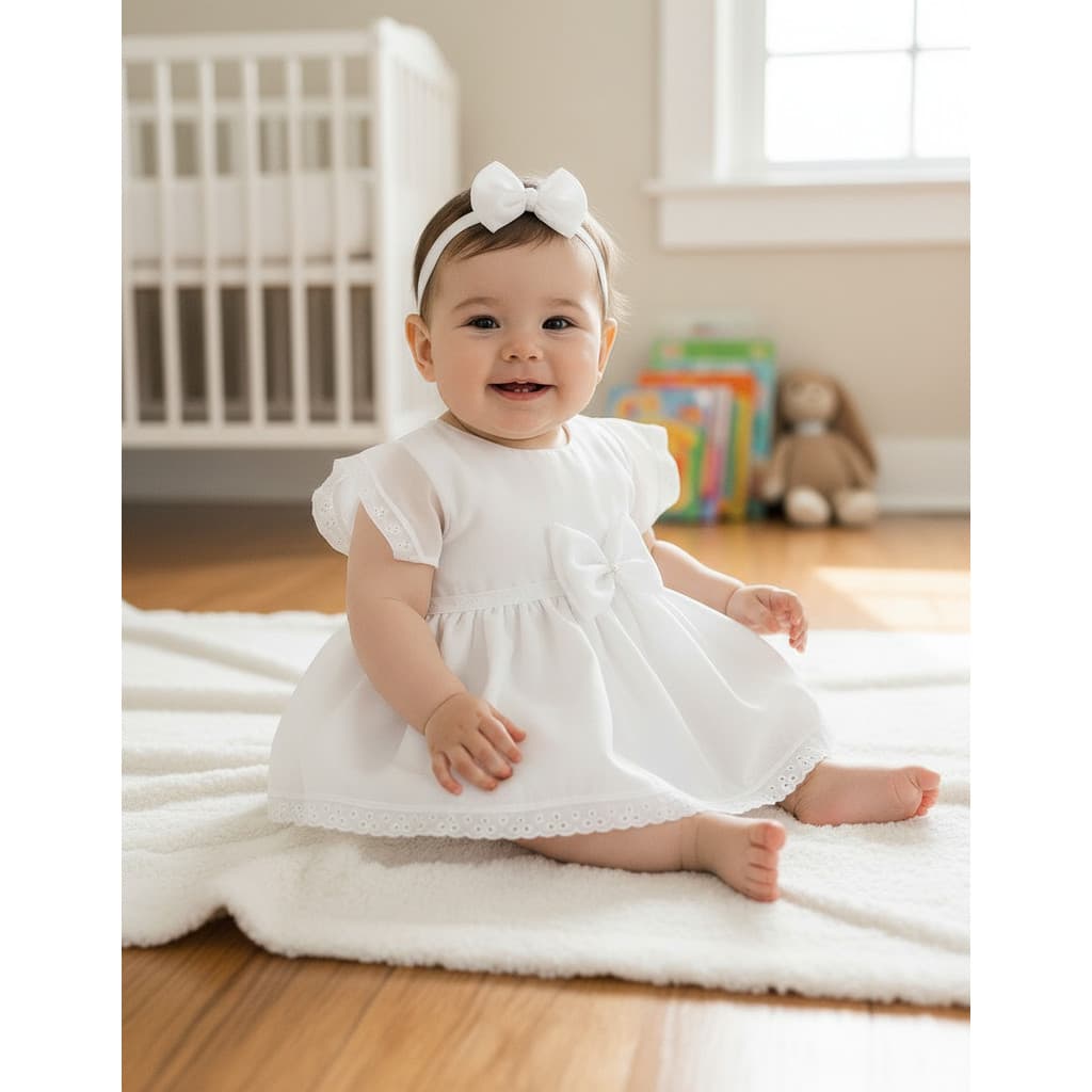 Vestido Bebe Batizado Com Tiara Analu