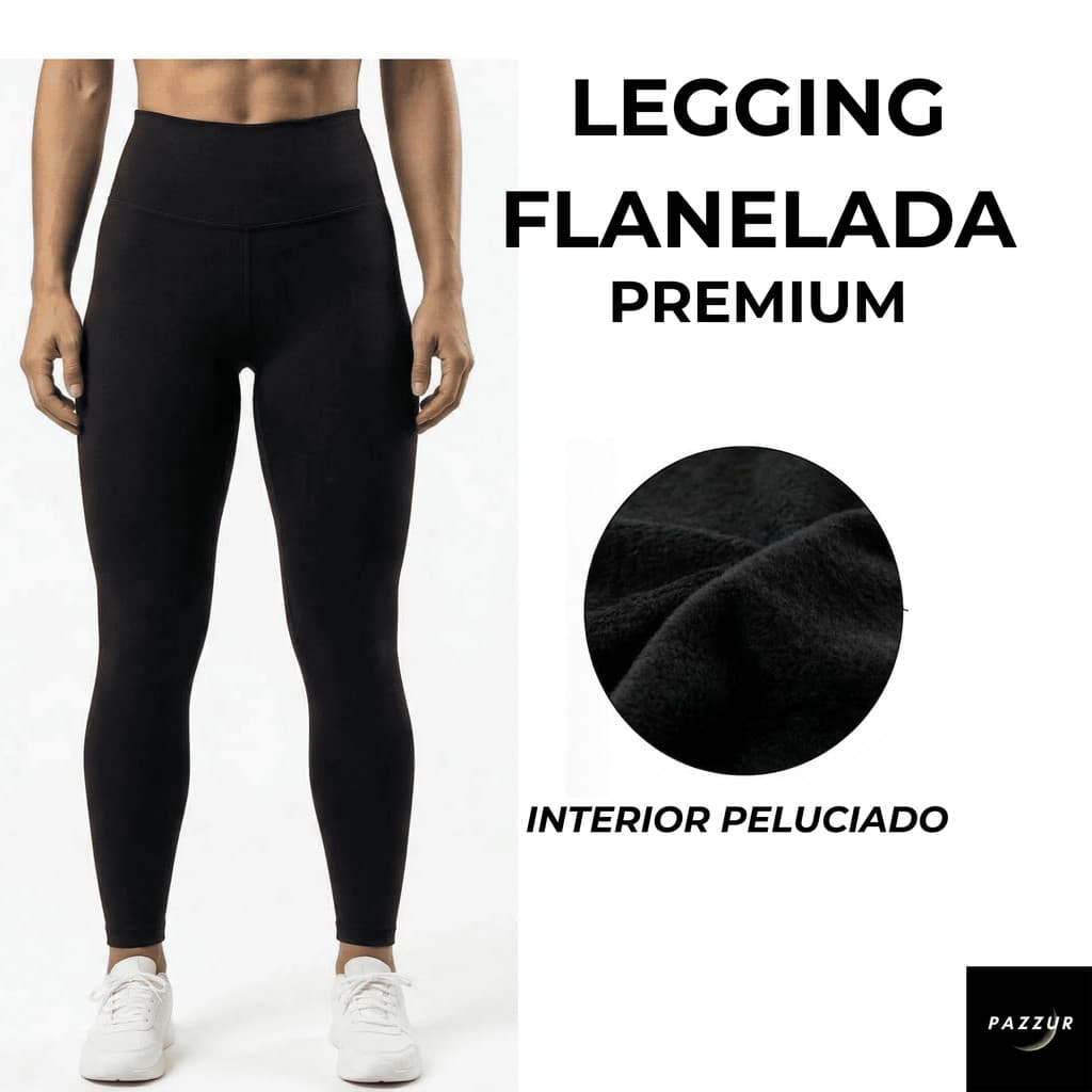 Calça Legging Feminina Básica Flanelada Preta Grossa Peluciada  Legue Térmica Inverno para academia