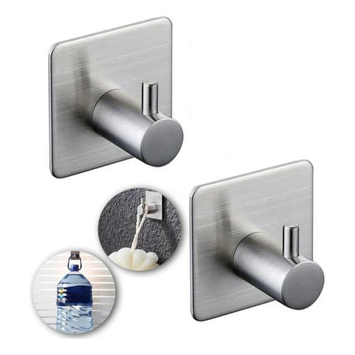 2 Porta Toalha Pano Prato Gancho Cabide Moderno Inox Inox Liso Fosco