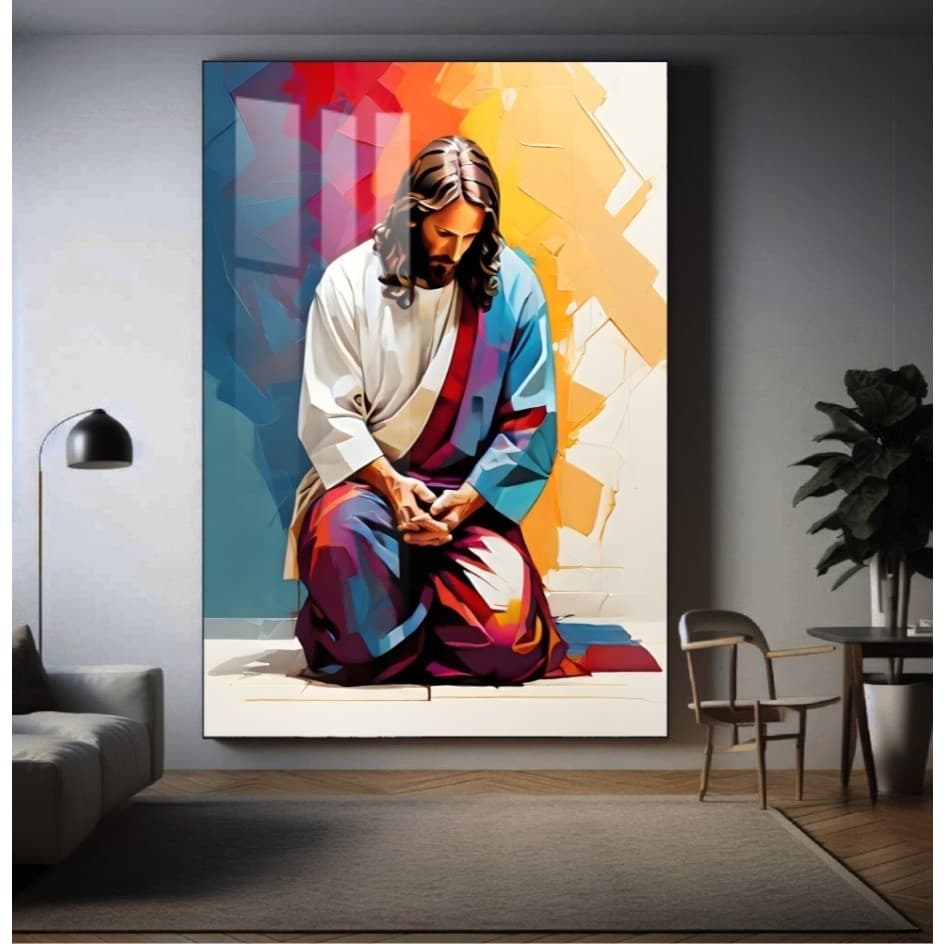 Quadro Decorativo Decoração Jesus Colorido Mosaico Quarto Copa Sala Hall 1 Peça