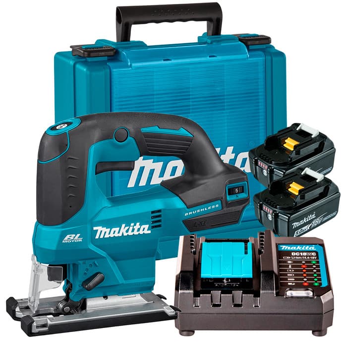Kit Serra Tico-Tico a Bateria 18V LXT Makita DJV184Z + Kit Energia 2 Baterias 5Ah + Carregador + Maleta KITMAK1850B