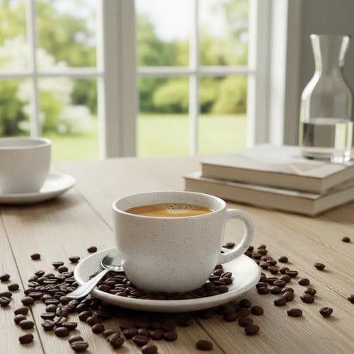 Conjunto Xícaras De Café C/ Pires Cerâmica 12pcs 85ml Odessa Off White