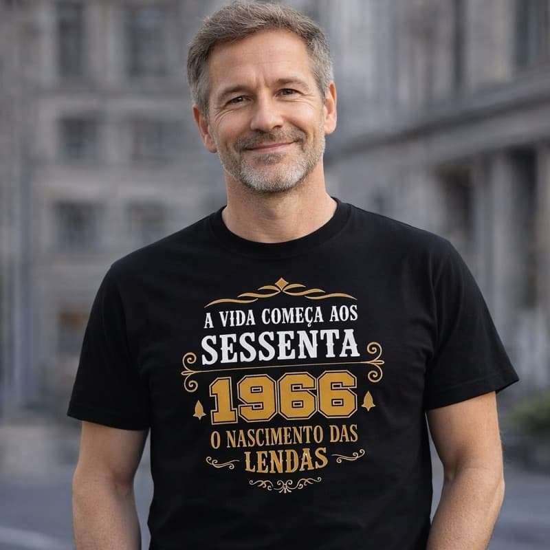 [Camiseta Premium em Algodão Puro]VU Camiseta unissex algodao nascidos em 1966 60 anos sessenta de idade aniversario