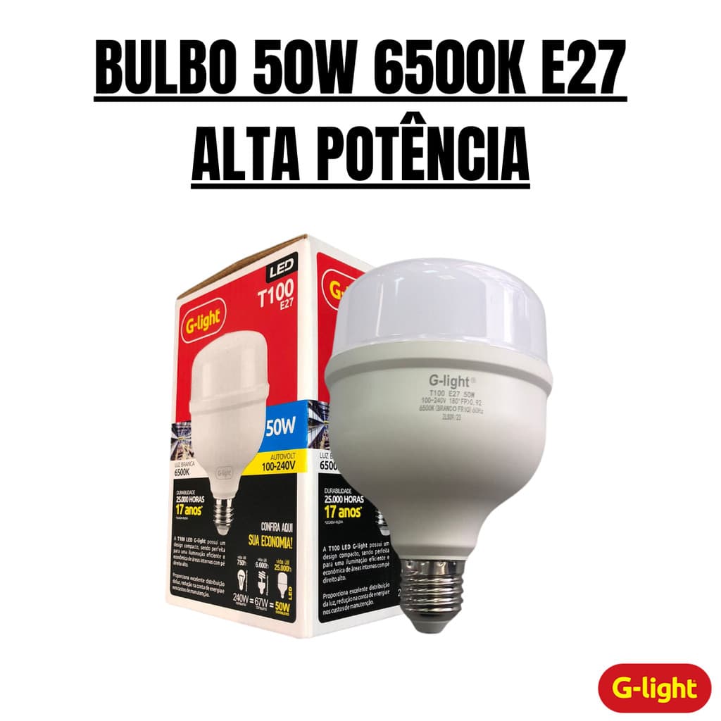 Lâmpada Led Bulbo 50w Branca Fria 6500k E27 Glight