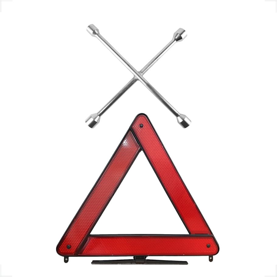 Kit Triangulo Emergência Carro Modelo Universal + Chave Roda