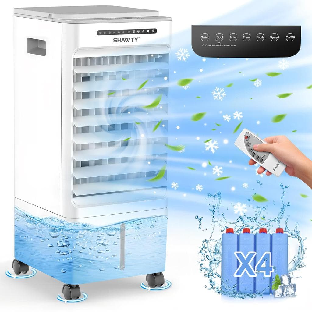 SHAWTY 65W Climatizador de Ar Portátil 3 em 1 com 3 Velocidades 5L Reservatório,Timer 1-7H com Controle Remoto