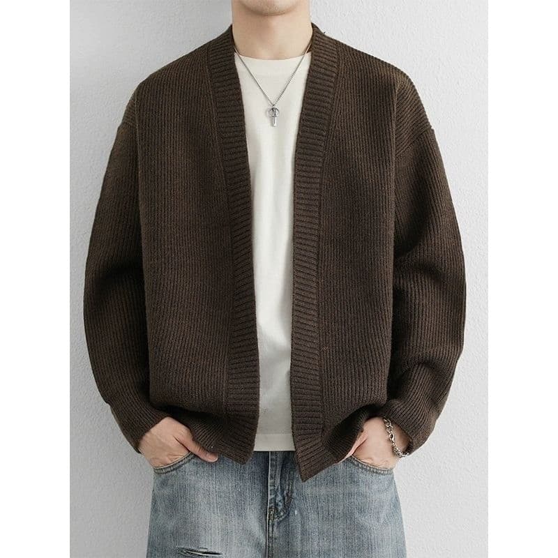 Cardigan malhas masculino primavera outono High-End Street Wear simples All-Match estilo preguiçoso solto Casual camisol