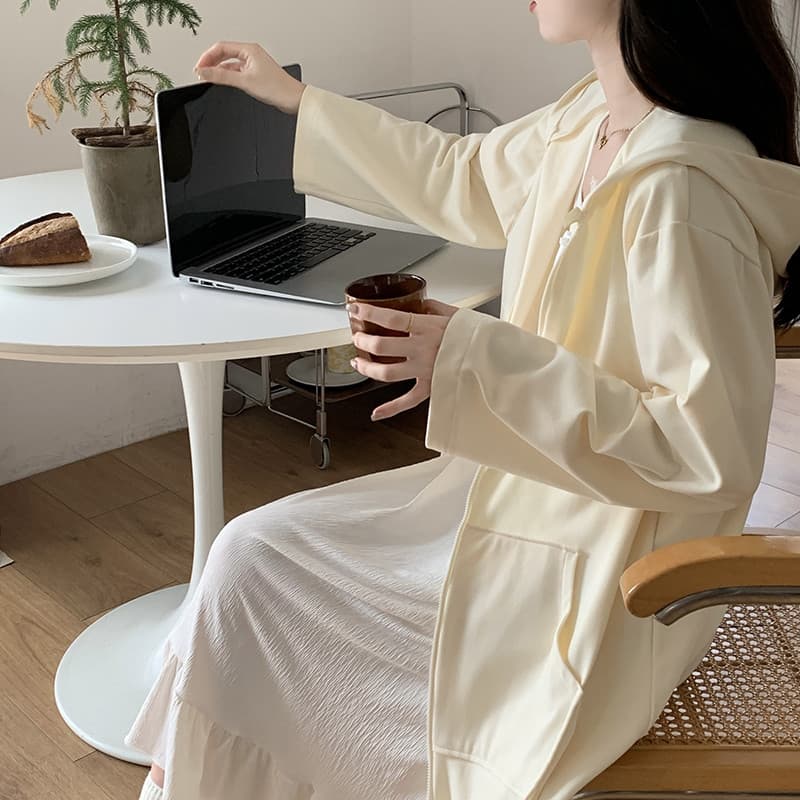 Camisola de manga comprida feminina outono inverno dupla face roupão de lã alemão High-End sentimento damasco com capuz