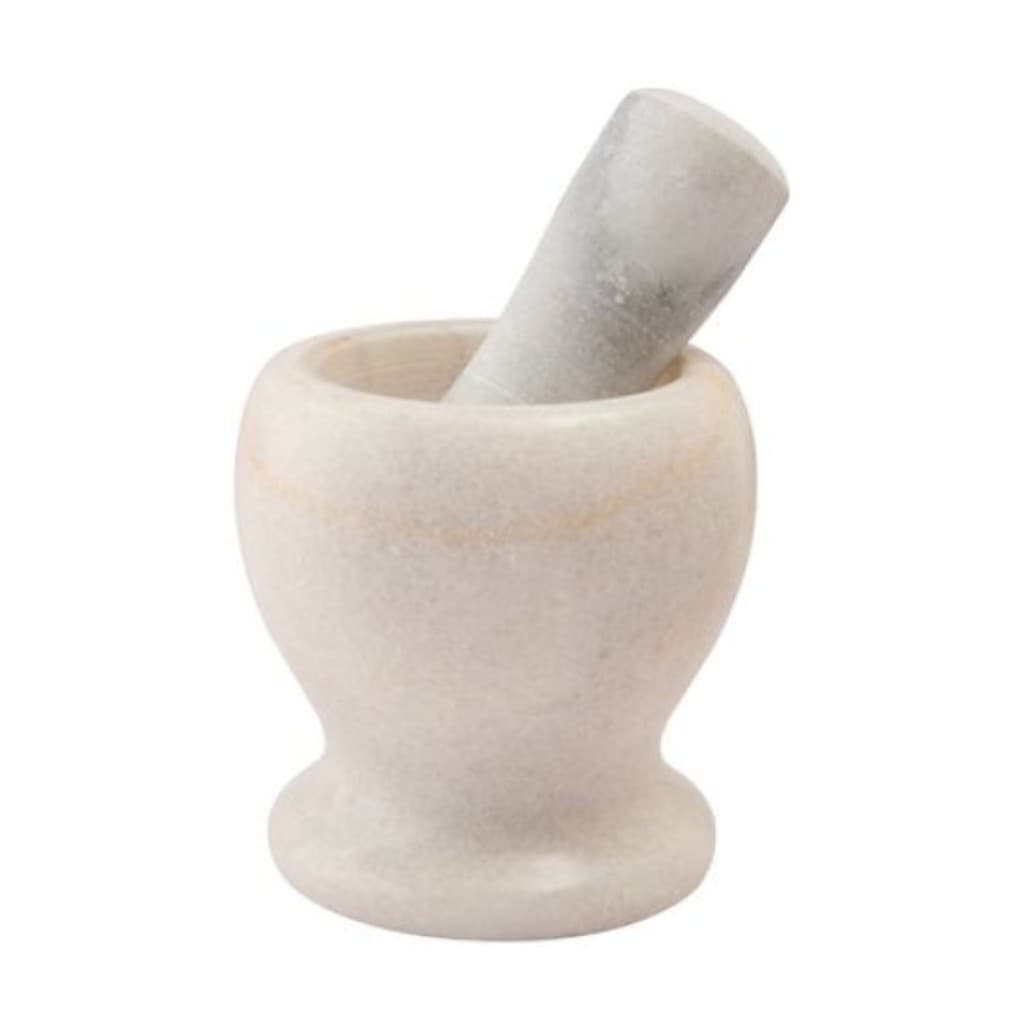 Pilão de Mármore Natural Branco e Preto para Cozinha Luxo