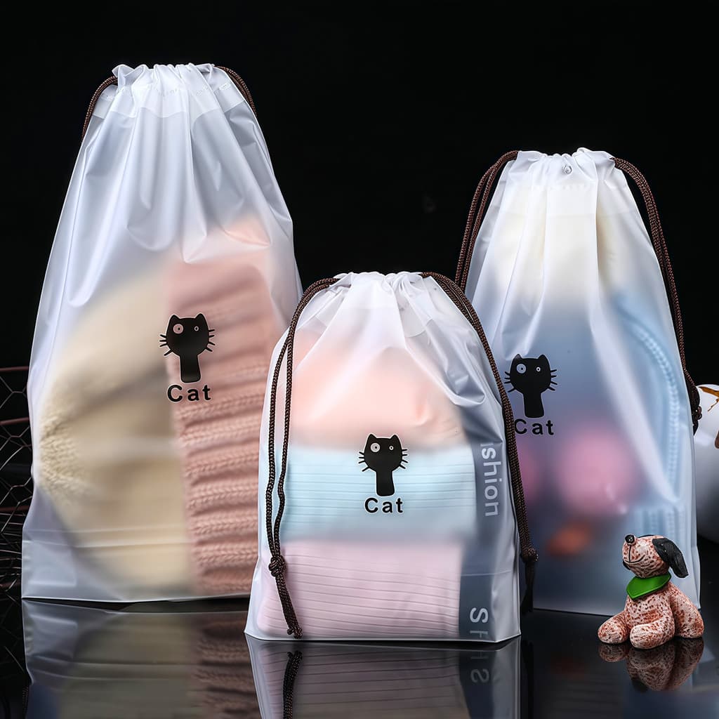 Saco de armazenamento de viagem com cordão bolso portátil roupas íntimas saco de poeira sapatos dos desenhos animados sa