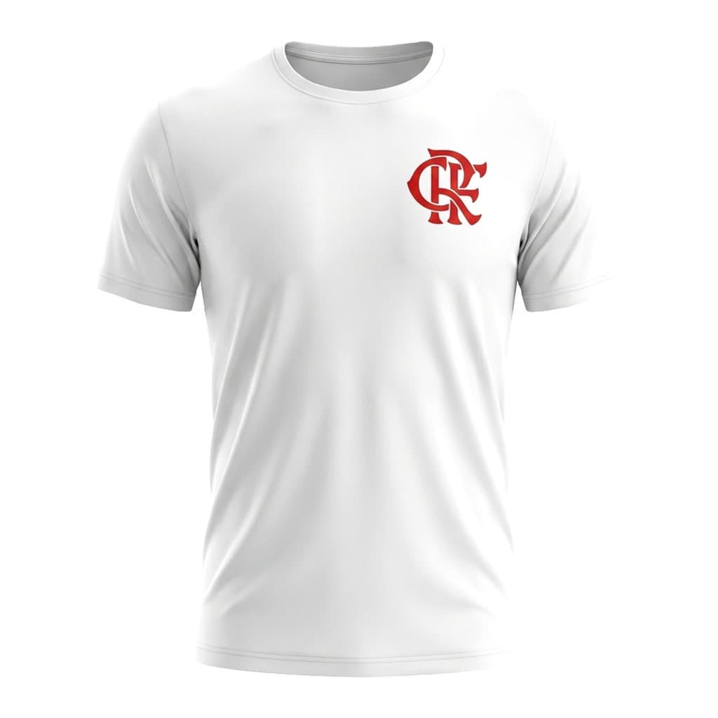 Camisa Do Flamengo Branca CRF Estilo Clean Adulto Nação