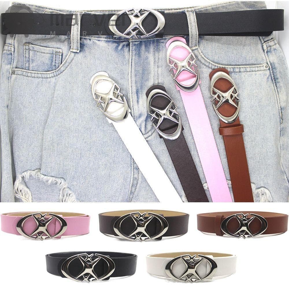 Cinto MARVER Y2k , Cruzado Y2k Lether , Vintage Punk Couro Pu Lua Estrela Design Masculino Feminino