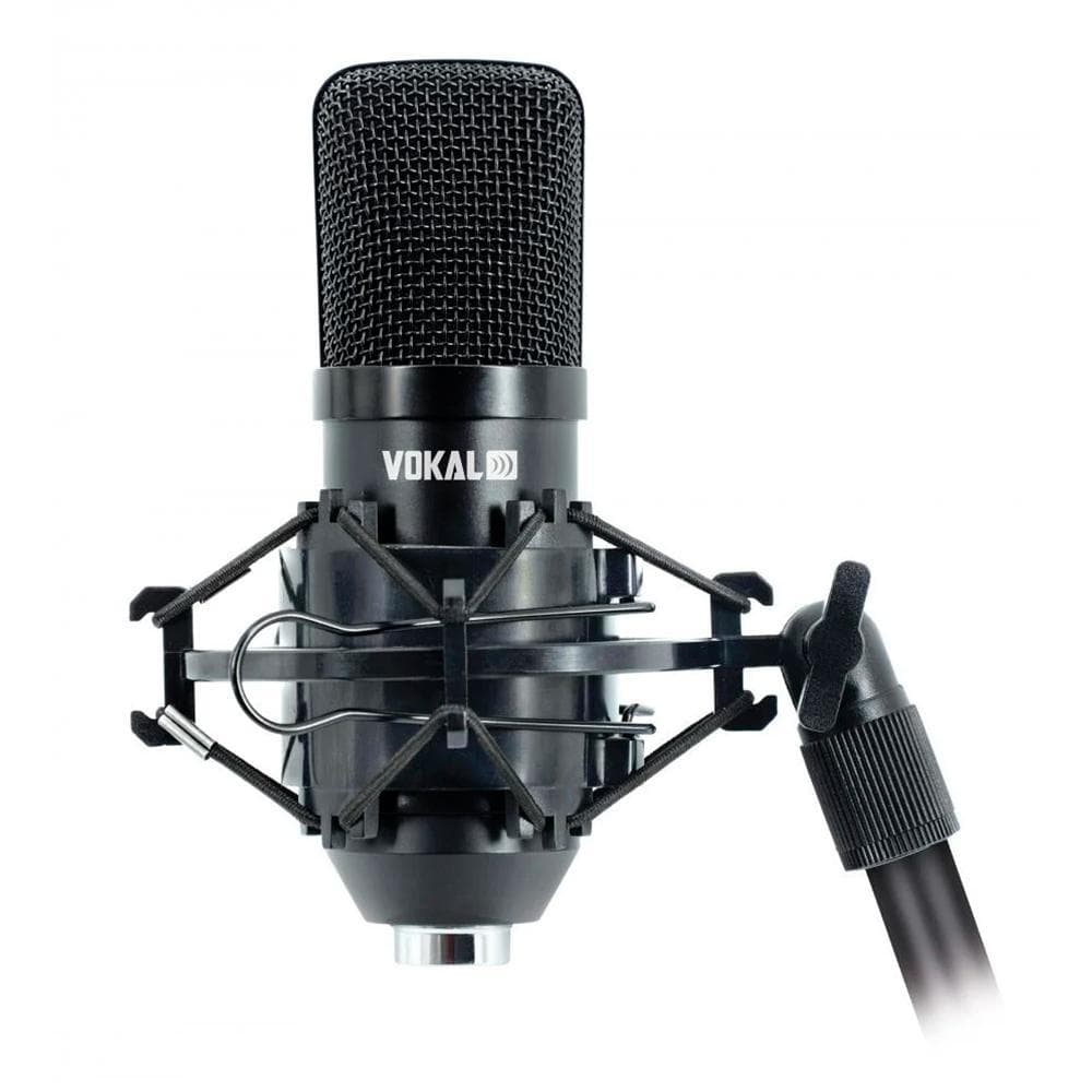 Microfone Condensador Vokal SV80U Unidirecional Cardióide USB Suporte Shock Mount