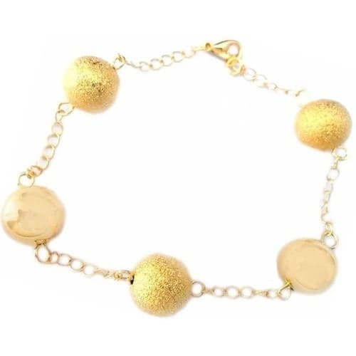Pulseira Feminina Bolas Lisas E Bolas Foscas Folheado A Ouro