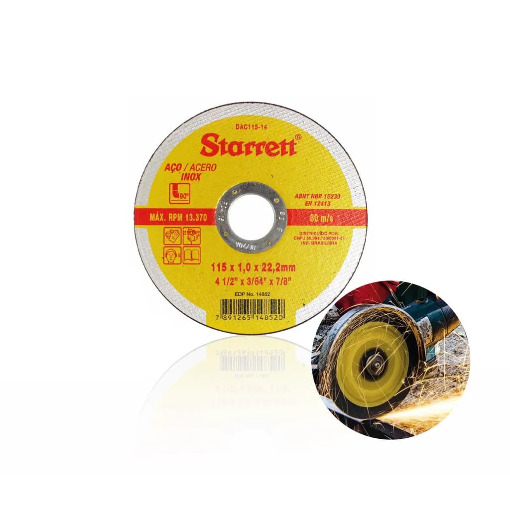 Kit 12 Disco de Corte Starrett DAC115 Aço Inox Chapas Ferro